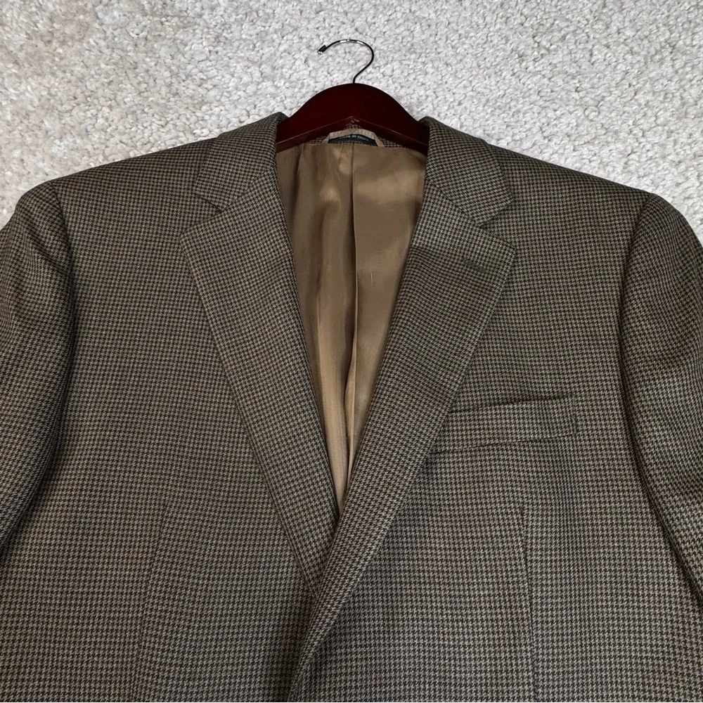 Ralph Lauren Sports Jacket Blazer Houndstooth Olive Brown Silk Wool Dillards 42R